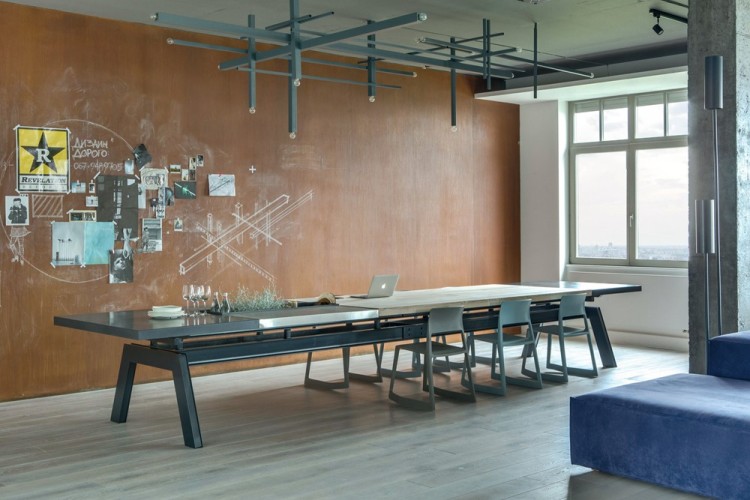 Современный дизайн интерьера столовой квартиры в стиле городского лофта 2