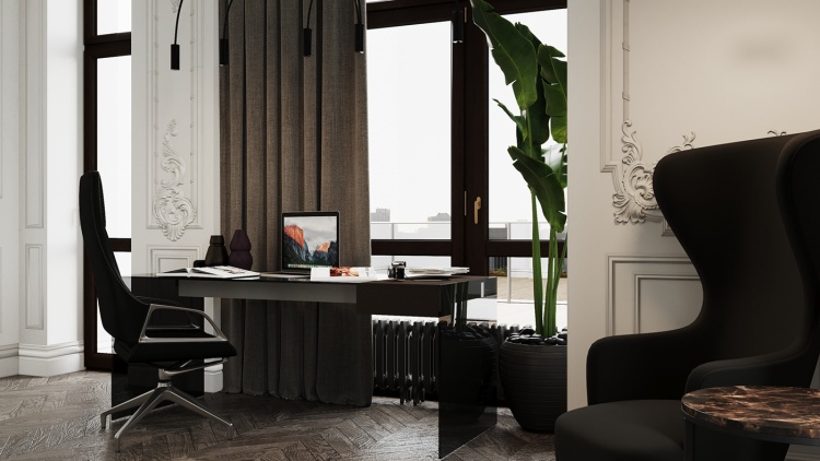Дизайн интерьера кабинета квартиры в современном стиле 2