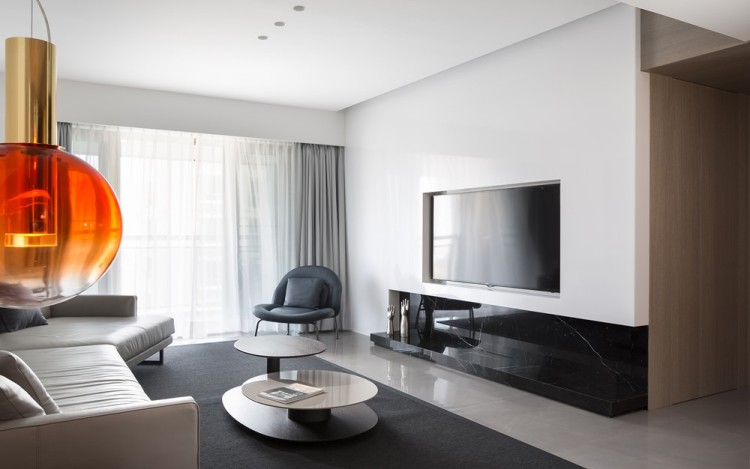 Современный дизайн интерьера гостиной в минималистском стиле 4