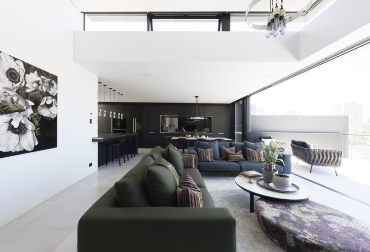 Дизайн интерьера гостиной двойного дома в современном стиле