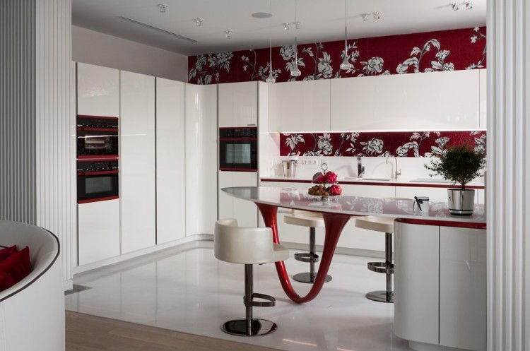 Современный дизайн интерьера кухни резиденции в классическом стиле 2
