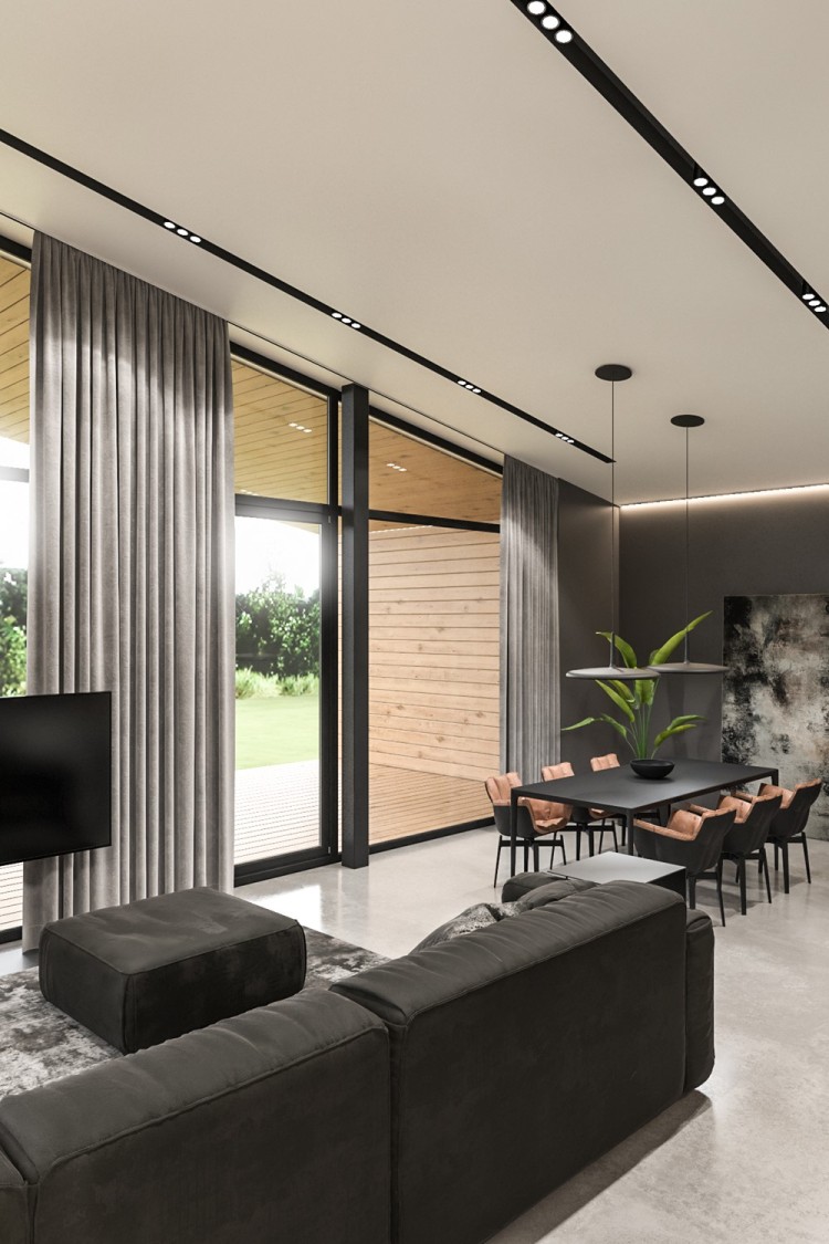 Современный дизайн интерьера гостиной квартиры в минималистичном стиле