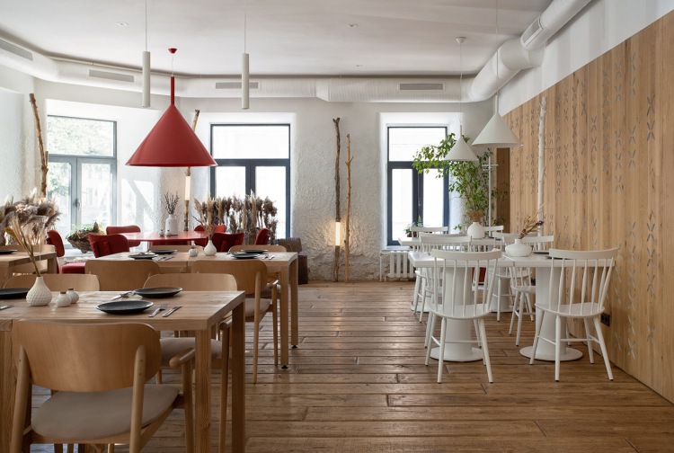 Современный дизайн интерьера ресторана 100 ROKIV TOMU VPERED в минималистском стиле 3