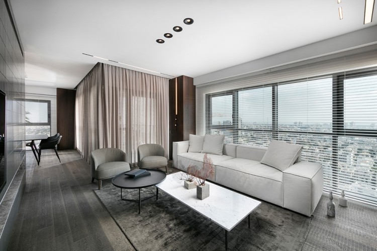 Современный дизайн интерьера гостиной квартиры в минималистском стиле 6