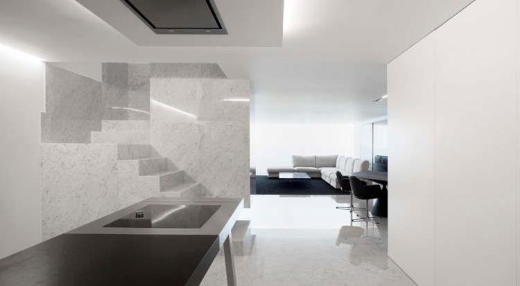 Современный дизайн интерьера кухни пентхауса на Коста Бланке в минималистском стиле 3