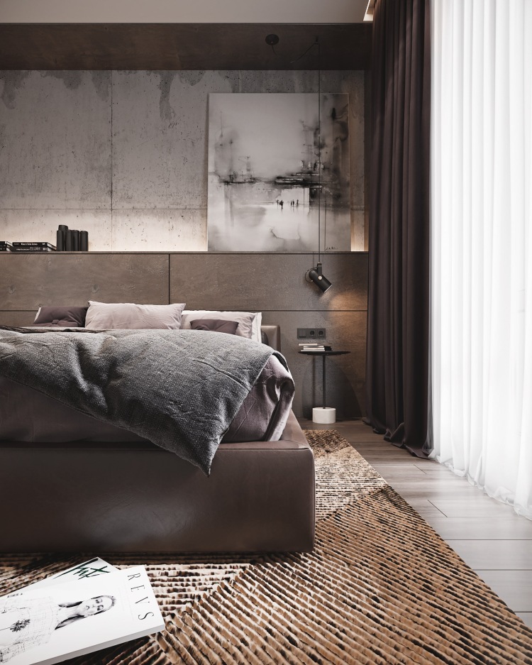Современный дизайн интерьера спальни квартиры в минималистском стиле 2