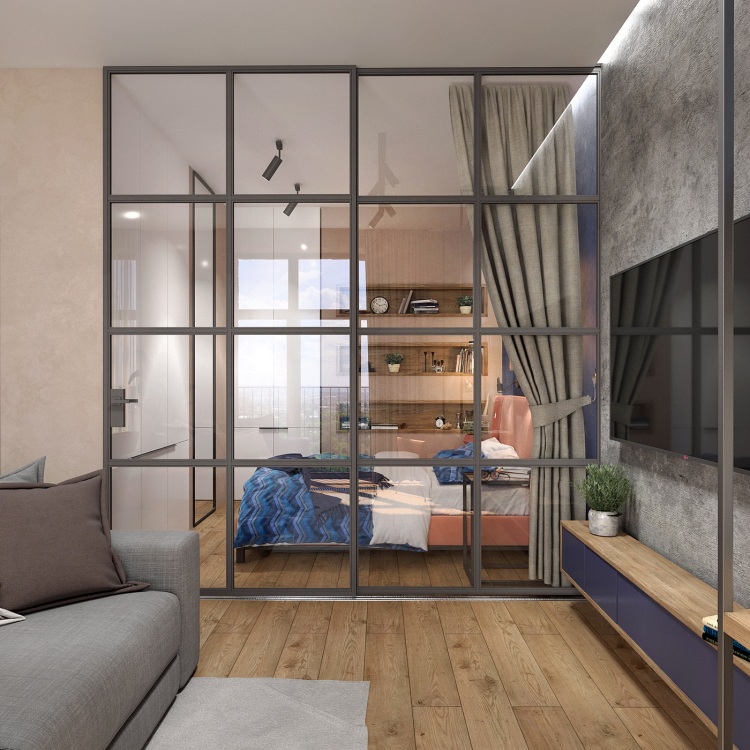 Современный дизайн интерьера гостиной квартиры в минималистском стиле 2