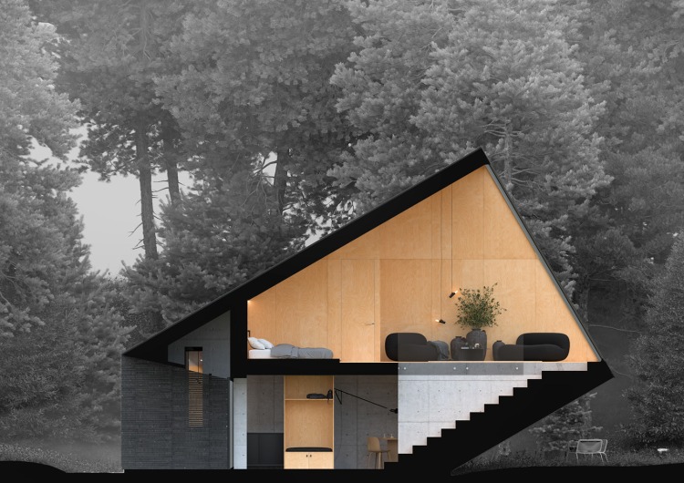 Современная архитектура дома на озере 3
