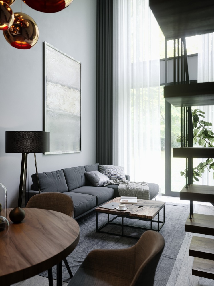 Современный дизайн интерьера гостиной квартиры в стиле минимализм 