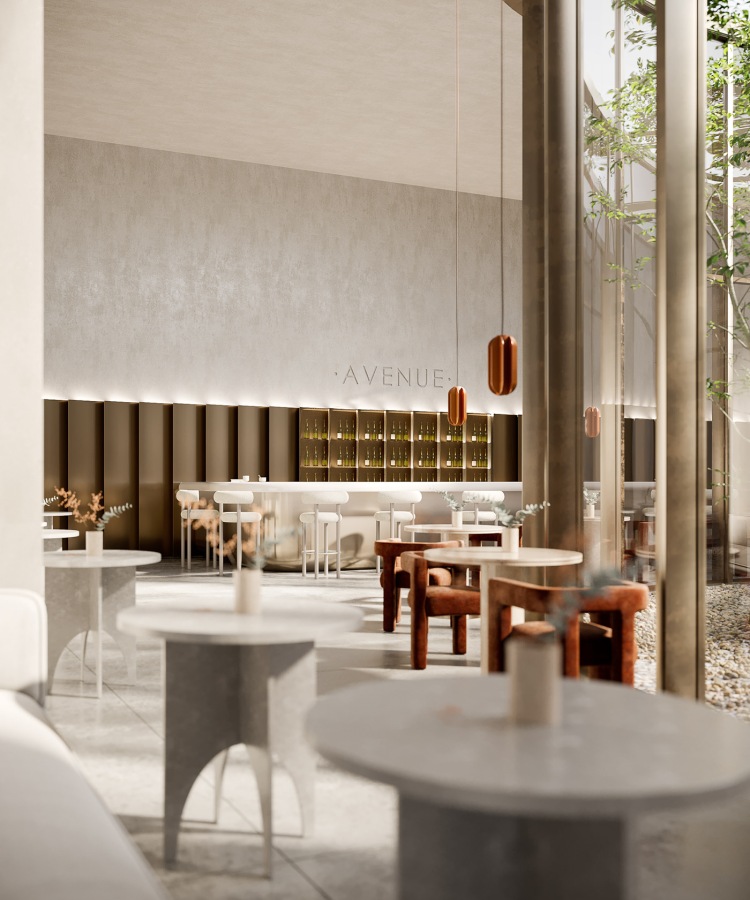 Современный дизайн интерьера ресторана в стиле минимализм